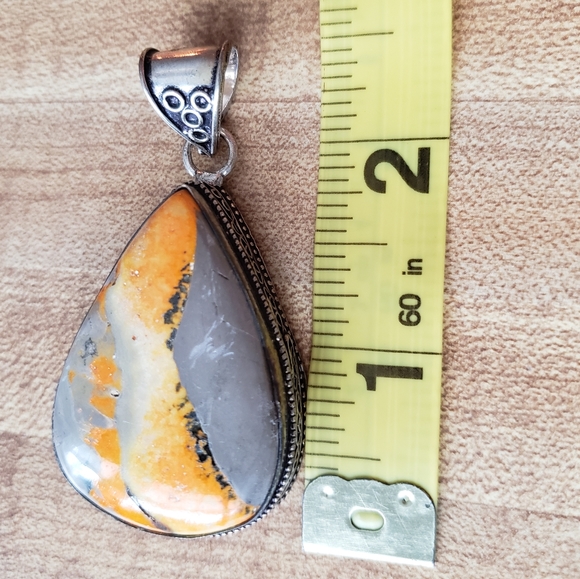 Sterling Silver Bumblebee Jasper Stone Pendant - Picture 7 of 7